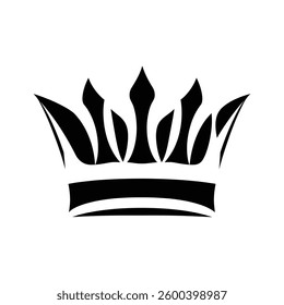 Black crown icon with decorative elements, plain white background.