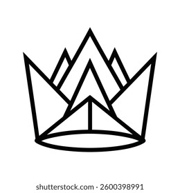 Black crown icon with decorative elements, plain white background.