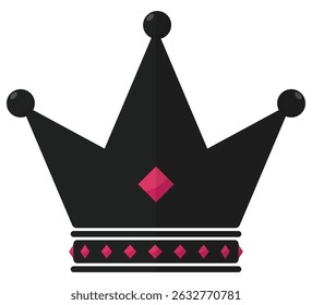 Black crown icon design isolated on white background.
