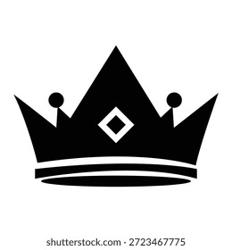 Ícone de coroa preta com diamante e