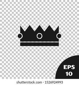 Black Crown icon isolated on transparent background.  Vector Illustration