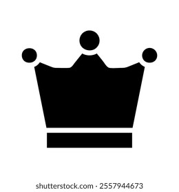 Black crown icon on white background. Concept of leadership, power, and authority.