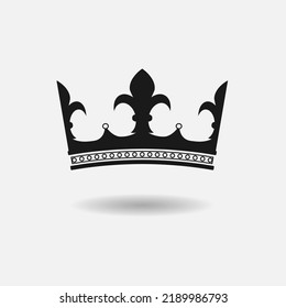 Black Crown Icon royal symbol for logo and web site Vector illustration