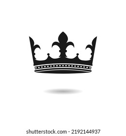 Black Crown Icon. Royal symbol for logo and web site Vector illustration