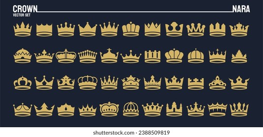 Black crown icon set. Collection of black crown symbols. Very nice to use in your logo design, super pleasing to the eye. free to use without limits