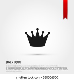 Black crown icon. Black silhouette crown. Flat design style. Template for design.