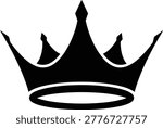 Black crown icon. Simple solid vector crown symbol. Royal heraldry and monarchy design element.