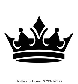 Icono de corona negra en estilo simple para Regalías o lujo
