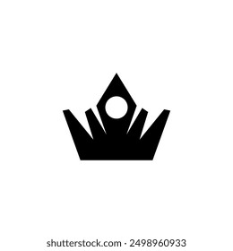 Black crown icon. Vector illustration of a black crown, on a white background.	