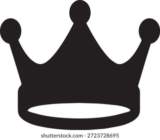 Ilustração do vetor do ícone da coroa preta isolada no fundo branco. Símbolo real mínimo que representa poder, autoridade, luxo e liderança. Ideal para logotipos, marcas, prêmios, distintivos e projetos de design gráfico