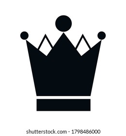 Corona negra aislada en fondo blanco, elemento de diseño. Logo, simple símbolo clásico de poder. 