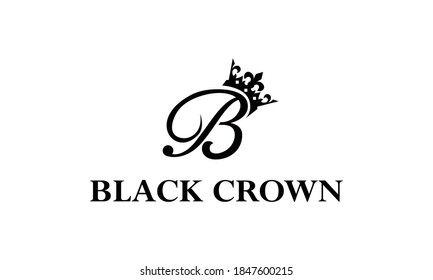 Plantilla De Diseño De Logotipo De La Corona Negra Y Del Vector Letra B