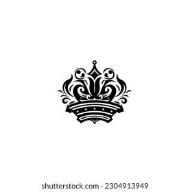 Black crown on a white background. Flat vector illustration for logo