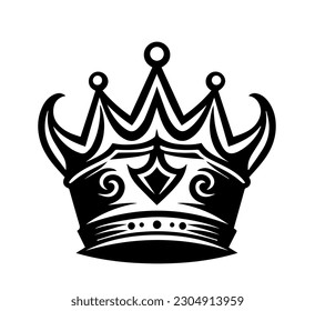 Black crown on a white background. Flat vector illustration for logo