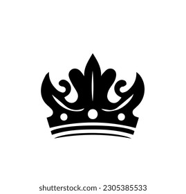 Black crown on a white background. Flat vector illustration for logo
