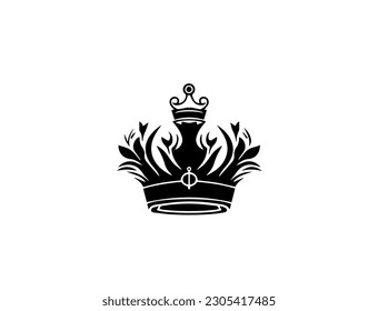 Black crown on a white background. Flat vector illustration for logo