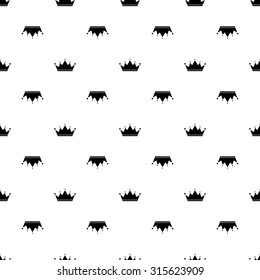 Black crown on white background seamless pattern.