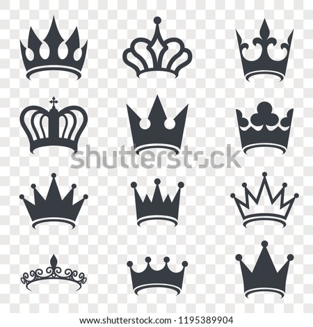 Black Crown Silhouette Isolated On Transparent Stock Vector (Royalty ...