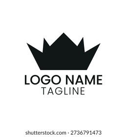 Black crown silhouette positioned over sample text for a logo, suggesting a brand identity focused on luxury and prestige. high-quality professional.