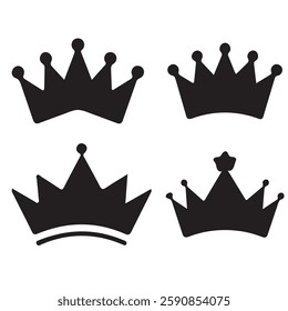 Black Crown Silhouettes | Royalty Icon Set | Vector Clipart

