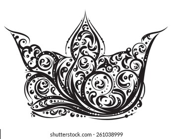 Black crown tattoo in vector.