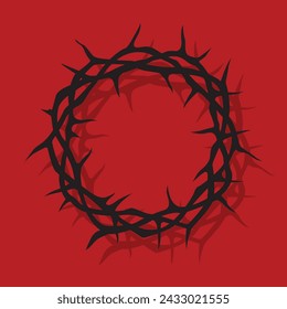 black crown of thorns image isolated on red background