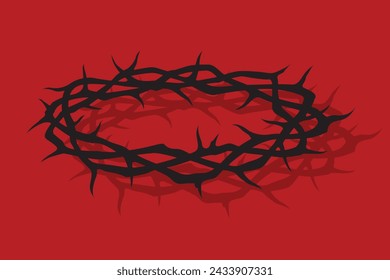 black crown of thorns image isolated on red background