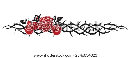 black crown of thorns with red roses isolated on white background
