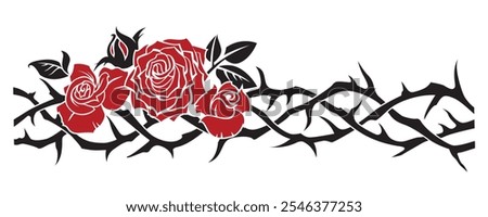 black crown of thorns with red roses isolated on white background