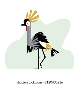 Black crowned crane vector illustration