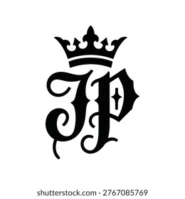 Black crowned monogram letter p logo