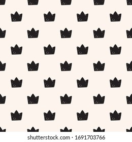 Black crowns vector background. Simple graphic background.