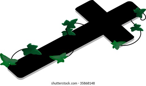 Black crucifix with the ivy