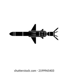 Black Cruise Missile Icon On A White Background.