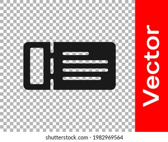 Black Cruise ticket for traveling by ship icon isolated on transparent background. Travel by Cruise liner. Cruises to Paradise.  Vector