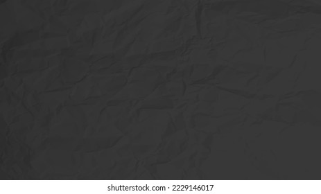 Black сlean crumpled paper background. Horizontal crumpled empty paper template for posters and banners. Vector illustration