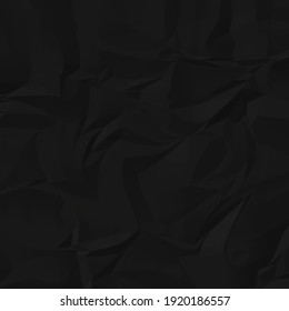 Black crumpled paper for background. Vector illustration.