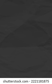 Black сlean crumpled paper background. Vertical crumpled empty paper template for posters and banners. Vector illustration
