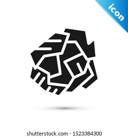 Black Crumpled paper ball icon isolated on white background.  Vector Illustration