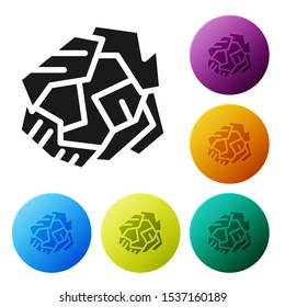 Black Crumpled paper ball icon isolated on white background. Set icons colorful circle buttons. Vector Illustration