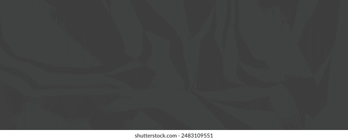 Black crumpled paper texture background. Paper texture, a sheet of black wrinkled paper. Black crumpled paper. Vector background. 