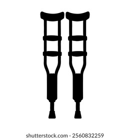 Black crutches silhouette vector illustration on white background
