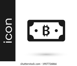 Black Cryptocurrency bitcoin icon isolated on white background. Blockchain technology, digital money market.  Vector