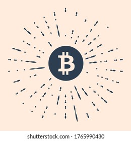 Black Cryptocurrency coin Bitcoin icon isolated on beige background. Bitcoin for internet money. Physical bit coin. Digital currency. Blockchain based secure crypto currency. Vector Illustration