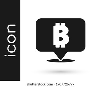 Black Cryptocurrency coin Bitcoin icon isolated on white background. Physical bit coin. Blockchain based secure crypto currency.  Vector