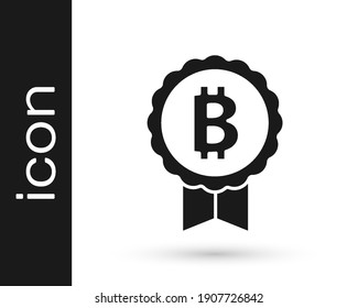 Black Cryptocurrency coin Bitcoin icon isolated on white background. Physical bit coin. Blockchain based secure crypto currency.  Vector