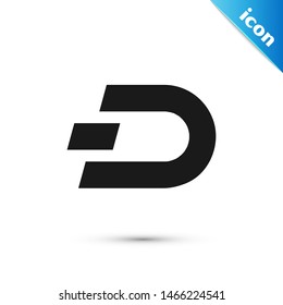 Black Cryptocurrency coin Dash icon isolated on white background. Digital currency. Altcoin symbol. Blockchain based secure crypto currency.  Vector Illustration
