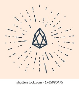Black Cryptocurrency coin EOS icon isolated on beige background. Digital currency. Altcoin symbol. Blockchain based secure crypto currency. Vector Illustration