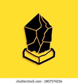 Black Cryptocurrency coin Ethereum classic ETC icon isolated on yellow background. Digital currency. Blockchain based secure cryptocurrency. Long shadow style. Vector.