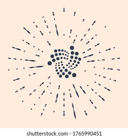 Black Cryptocurrency coin IOTA MIOTA icon isolated on beige background. Digital currency. Altcoin symbol. Blockchain based secure crypto currency. Vector Illustration